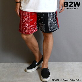 DEMILY デミリー「BANDANA Remake Shorts 」BLACK×RED 全4色展開 2023SS バンダナショーツ 柄ショーツ パッチワーク切替 リメイクショーツ ショートパンツ ヴィンテージデザイン 膝上丈 ハーフパンツ スタンダードシルエット アメカジ カジュアル メンズ 2023年SS新作