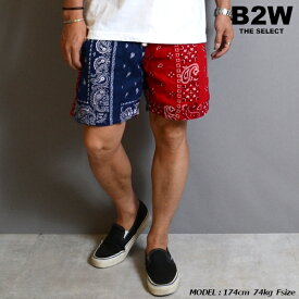 DEMILY デミリー「BANDANA Remake Shorts 」RED×NAVY 全4色展開 2023SS バンダナショーツ 柄ショーツ パッチワーク切替 リメイクショーツ ショートパンツ ヴィンテージデザイン 膝上丈 ハーフパンツ スタンダードシルエット アメカジ カジュアル メンズ 2023年SS新作