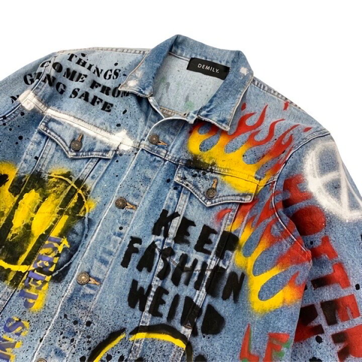 楽天市場】DEMILY 「Vintage Remake Painting Art Denim Jacket  