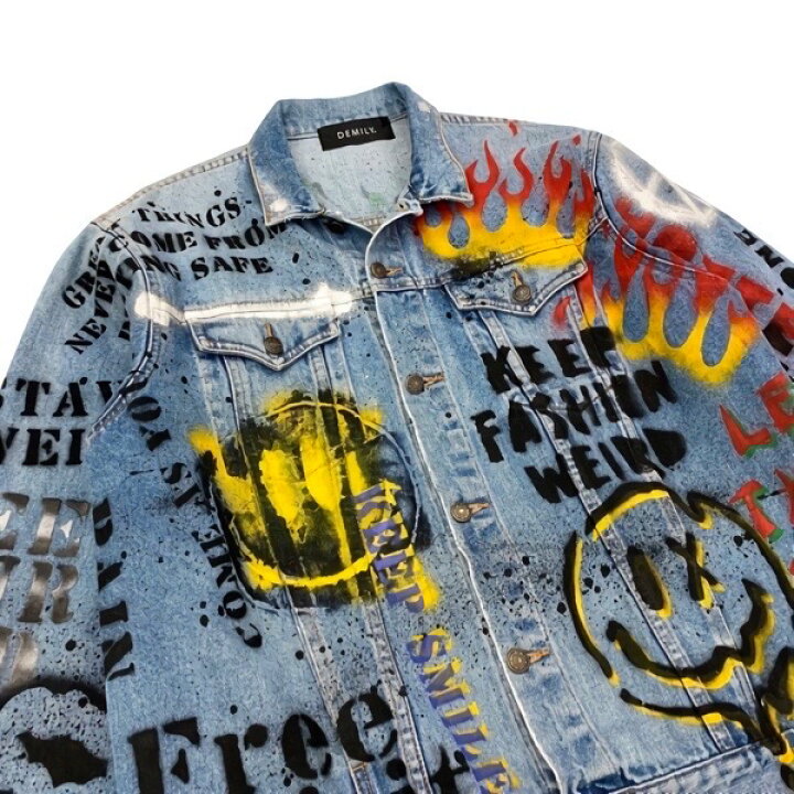 楽天市場】DEMILY 「Vintage Remake Painting Art Denim Jacket 