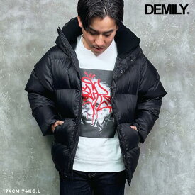 【SALE】DEMILY / デミリー「2Way Nylon Hoodie Jacket Black」 2023AW ナイロン 中綿 ジャケット ベスト アウター ブラック 大人カジュアル メンズ 2023年 秋冬 新作商品