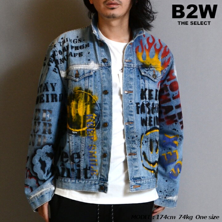 楽天市場】DEMILY 「Vintage Remake Painting Art Denim Jacket 