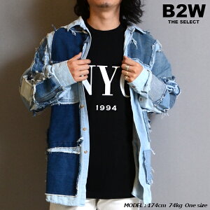 DEMILY �uVintage Remake Damage Patchwork Art Denim Shirts Btype�v�f�~���[ �����C�N�f�j���V���c 1�_�� �V���c�W���P�b�g ���� �f�U�C���V���c Vintage�����C�N �p�b�`���[�N�A�[�g �f�j���V���c �����C�N�A