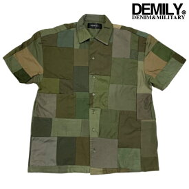 DEMILY 「Patchwork Vintage Remake S/S Shirts PLANE #02 OLIVE」 デミリー リメイクシャツ 1点物 ミリタリーシャツ Vintageリメイクシャツ パッチワーク 半袖シャツ ミリタリーシャツ ストリート アメカジ カジュアル メンズ ユニセックス 送料無料 あす楽 2022新作