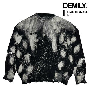 �ySALE �Z�[���zDEMILY / �f�~���[�uBleach Stitch Crew Knit Black�v�u���[�` �X�e�b�` �X�v�����O �j�b�g ���� ��������j�b�g �u���b�N �A���J�W �q�b�v�z�b�v ��l�J�W���A�� �����Y ���f�B�[�X ���j
