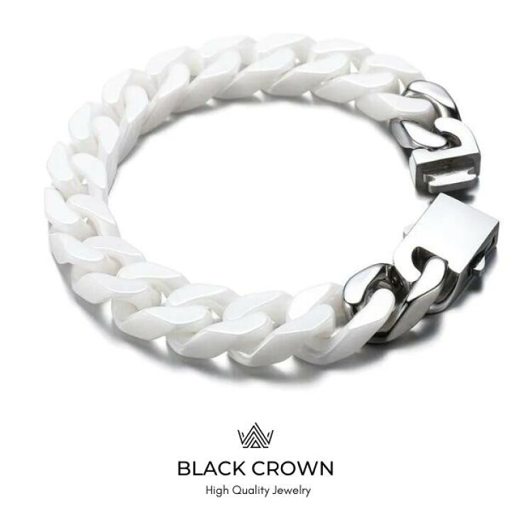 楽天市場】BLACK CROWN「CERAMIC CHAIN BRACELET BLACK/WHITE 20cm 