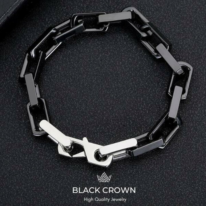 楽天市場】BLACK CROWN「CERAMIC SQUARE CHAIN BRACELET BLACK/WHITE 