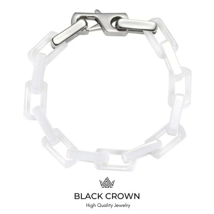 楽天市場】BLACK CROWN「CERAMIC SQUARE CHAIN BRACELET BLACK/WHITE 