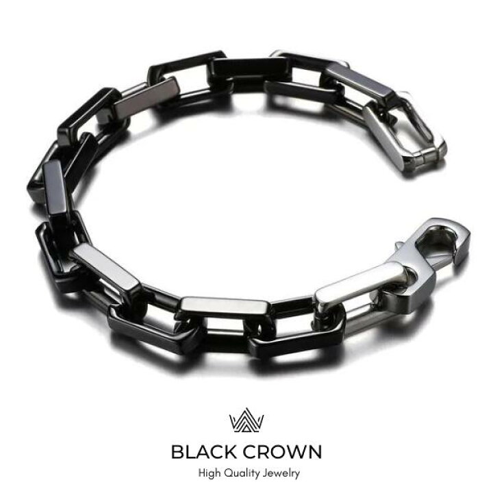 楽天市場】BLACK CROWN「CERAMIC SQUARE CHAIN BRACELET BLACK/WHITE 