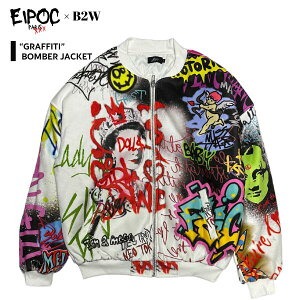 uEIPOC PARIS×B2W "Graffiti" Velour Bomber Jacket Whitev AC|bN pX OtBeB xA {o[ WPbg vg  AE^[ u] Xg[g qbvzbv JWA I[o