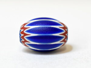 【2507】形の良い6層ブルーシェブロン中玉A2(長さ約20.0mm)【とんぼ玉】【蜻蛉玉】【トンボ玉】【アンティークビーズ】【ビーズ】【パーツ】【インディアンジュエリー】【ベネチアビーズ】