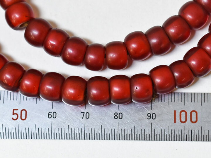 楽天市場】【2411】ホワイトハーツセミクリア濃赤筒型大粒ビーズ一連  