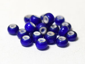 【2510】ホワイトハーツ濃青中粒ビーズ20個セット(Φ6.0mm)【とんぼ玉】【アンティークビーズ】【ほわいとはーと】【ホワイトハート】【インディアンジュエリー】【ガラスビーズ】【ビーズ