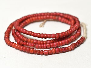 【2510】ANTIQUEホワイトハーツ金赤中粒ビーズ一連3(Φ4.5mm)【とんぼ玉】【アンティークビーズ】【ビーズ】【パーツ】【トンボ玉】【antiquebeads】【beads】【antique】【骨董】【インディアンジュ