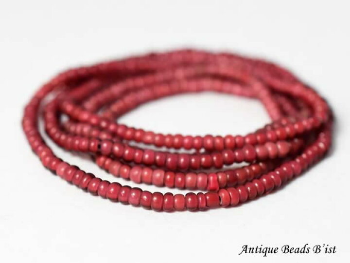 楽天市場】【1801】アンティーク金赤ホワイトハーツ極小粒ビーズ一連  