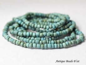 【2503】ジャワ古色がかった水色中小粒ビーズ一連ロングC【とんぼ玉】【アンティークビーズ】【ビーズ】【ガラスビーズ】【パーツ】【ハンドメイド】【beads】