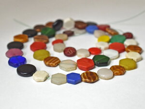 【2208】ANTIQUEボヘミアミックスカラー6角ディスクビーズ一連3【とんぼ玉】【アンティークビーズ】【ビーズ】【パーツ】【ウエディングビーズ】【チェコガラス】【antiquebeads】【beads】【送