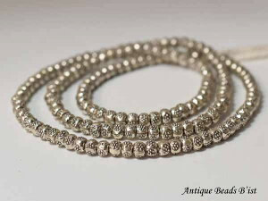 【2306】カレンシルバー刻印入偏平丸型ビーズ一連SS(Φ6.0mm)【とんぼ玉】【ホワイトハート】【パーツ】【蜻蛉玉】【インディアンジュエリー】【カレンシルバー】【シルバービーズ】【ホ