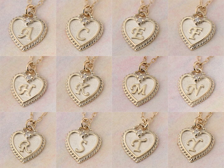 楽天市場】K10PG/YG/WG ハートinイニシャル ネックレス ダイヤモンド  
