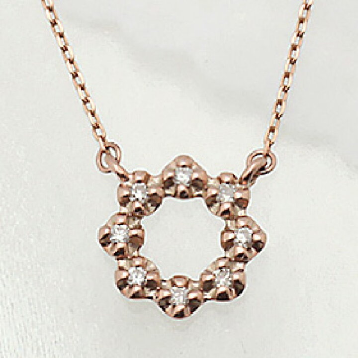 楽天市場】【18金】ダイヤモンドサークルネックレス 0.06ct K18 PG/YG 