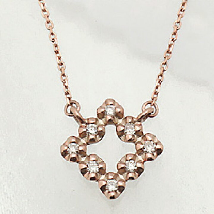 楽天市場】【10金】ダイヤモンドスクエアネックレス 0.06ct K10 PG/YG 