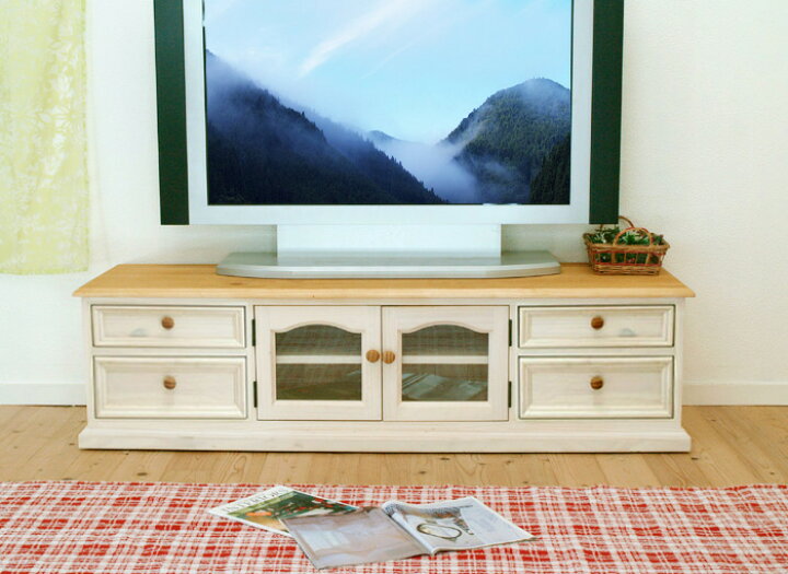 楽天市場】白いカントリーテレビ台 【フレンチカントリー ローテレビ 