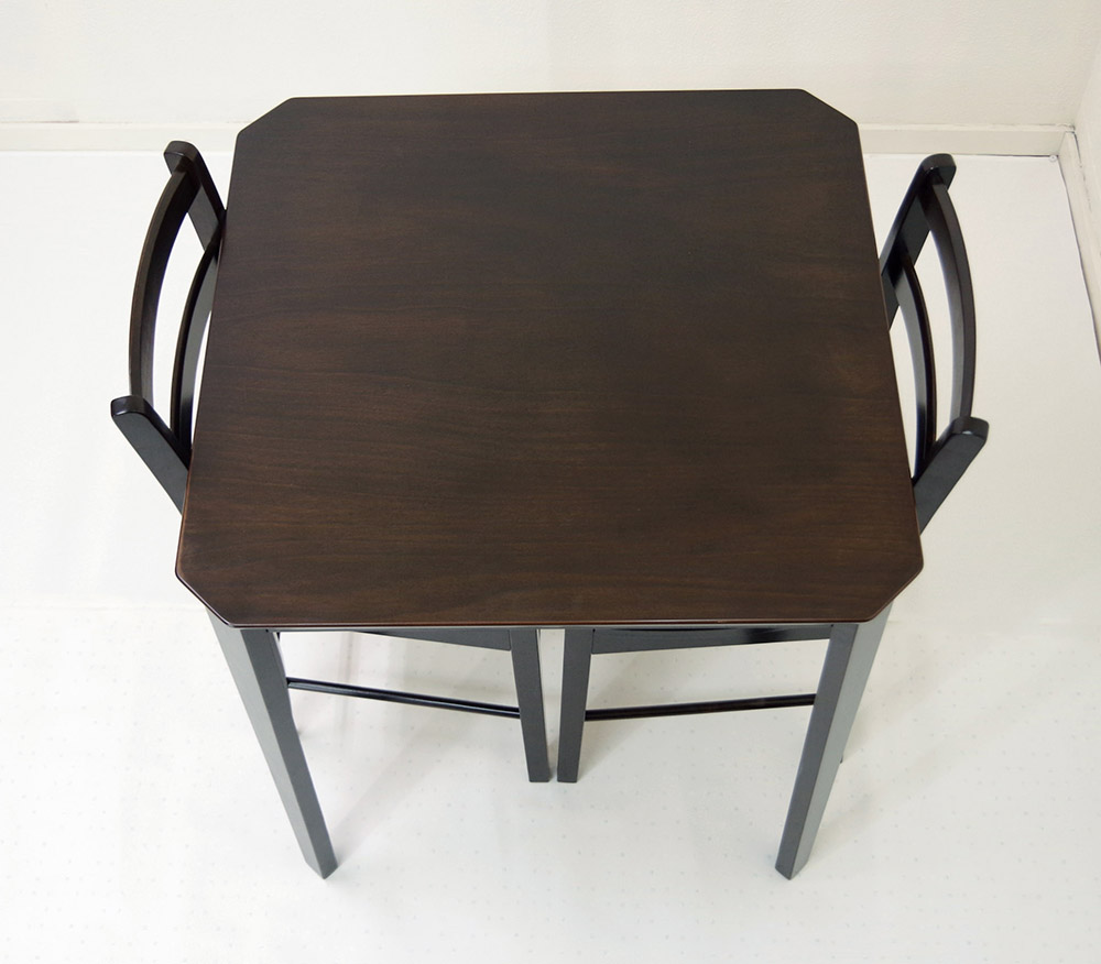 【木製ダイニングテーブル75cm角、チェア2脚セット、カプチーノ（こげ茶）色】ダイニングテーブルセット、木製食卓テーブル3点セット | BANJO