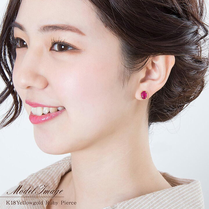 楽天市場】K18 ピアス サファイア 3.2ct ルビー 3ct イエローゴールド 
