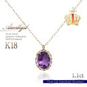 18金 ネックレス アメジスト 18K 一粒 ジュエリー ゴールド K18 誕生日 プレゼント 女性 送料無料 シンプル ギフト 彼女 嫁 家内 記念日 お祝い 2月の誕生石 アメシスト カラーストーン 天然石 レディース お洒落 おしゃれ K18YG 大きめ 楕円 宝石 本物 ホワイトデー お返し