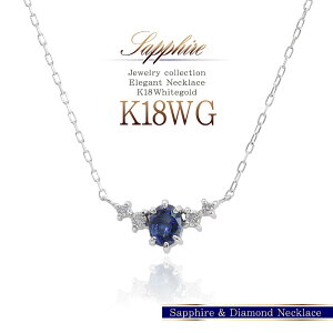 9月 誕生石 ネックレス サファイア 18金 ダイヤモンド 18K ホワイトゴールド ブルーサファイア K18 プレゼント レディース おしゃれ 可愛い 記念日 誕生日 贈り物 ジュエリー アクセサリー 9月
