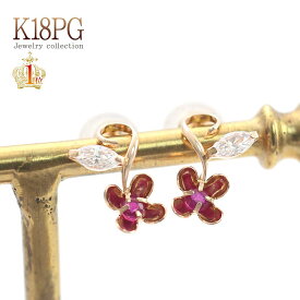 7月誕生石 ピアス 18金 ルビー ピアス K18 フラワー 送料無料 ジュエリー 18K アクセサリー レディース 可愛いピアス 花 女性 彼女 友達 娘 嫁 妻 誕生日 7月 誕生石 プレゼント 記念日 卒業祝い 華奢 シンプル 小粒 ruby カラーストーン お洒落 本物 バースデープレゼント