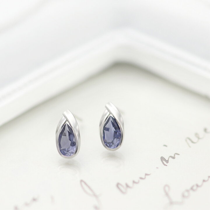 楽天市場】アイオライト ピアス 3月誕生石 14金 ホワイトゴールド 14K 
