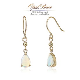 10月 誕生石 ピアス オパール K10 イエローゴールド 10金 ジュエリー レディース アクセサリー 10K ゴールド フックピアス ドロップ 一粒 両耳用 華奢 小ぶり 誕生日プレゼント 女性 彼女 妻 嫁 娘 10月誕生石 結婚記念日 天然石 雫 フック 金 K10YG バースデープレゼント