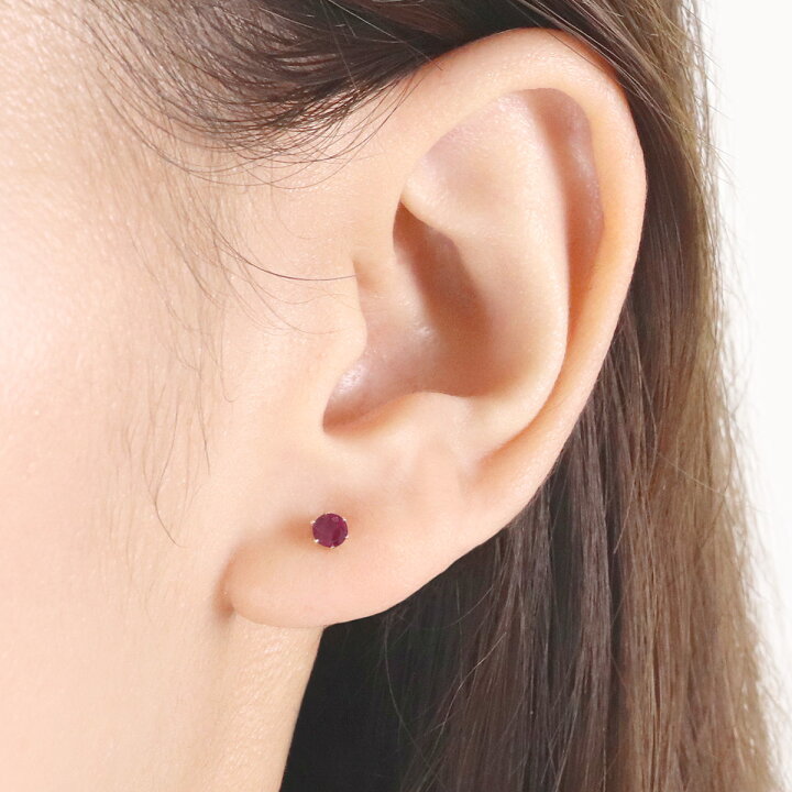 楽天市場】ルビー ピアス イエローゴールド K10 レディース シンプル 