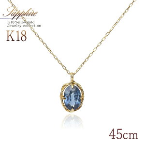 9月 誕生石 ネックレス サファイア 18k ゴールド 45cm 長い 大きい ロング 18金 k18 アクセサリー 天然石 宝石 プレゼント 記念日 誕生日 贈り物 9月誕生石 ブルーサファイア 女性 彼女 妻 嫁 おし