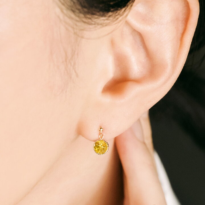 楽天市場】18金 シトリン ピアス 18K 宝石 レディース アクセサリー 