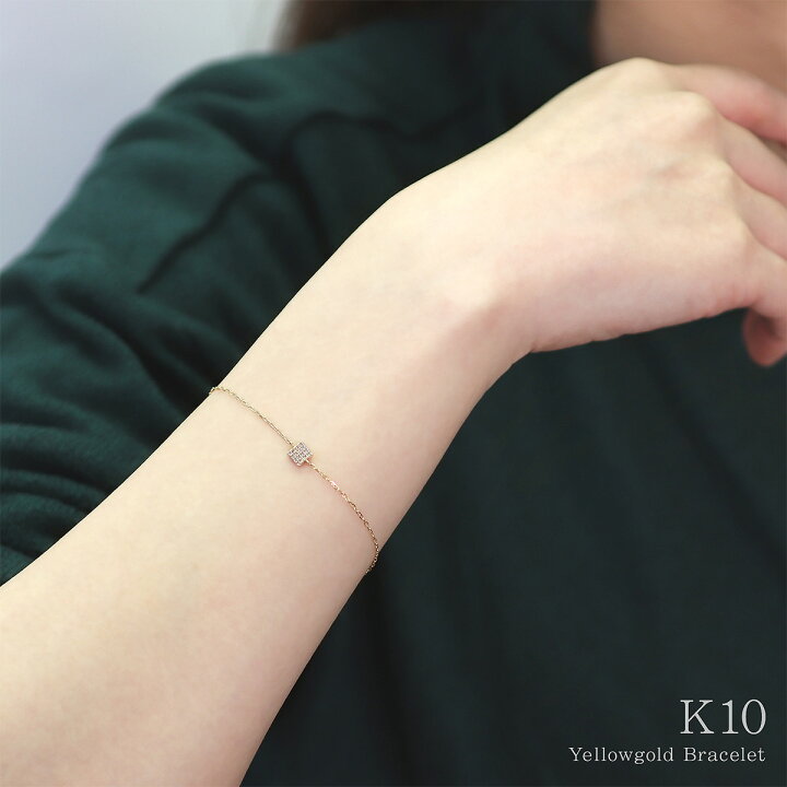 楽天市場】ダイヤモンド 16石 スクエア ブレスレット K10 ゴールド 