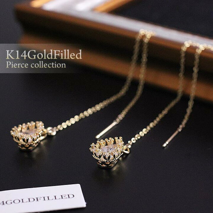 楽天市場】チェーンピアス K14ゴールドフィルド アメリカン ピアス 