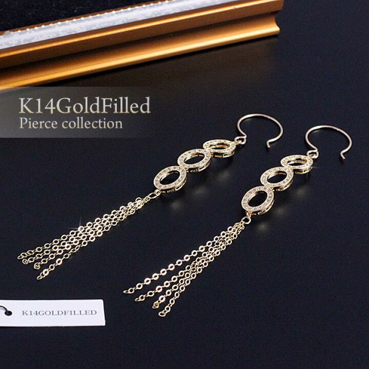 楽天市場】フックピアス 14金ゴールドフィルド ピアス ロング 14KGF 