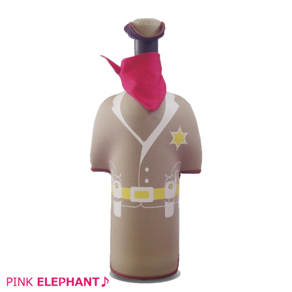 ワインボトルを楽しく着せ替え！飲み頃温度もしっかりキープ！ PINK ELEPHANT WINEBOTTLE COVERピンクエレファント ワインボトルカバーカウボーイ