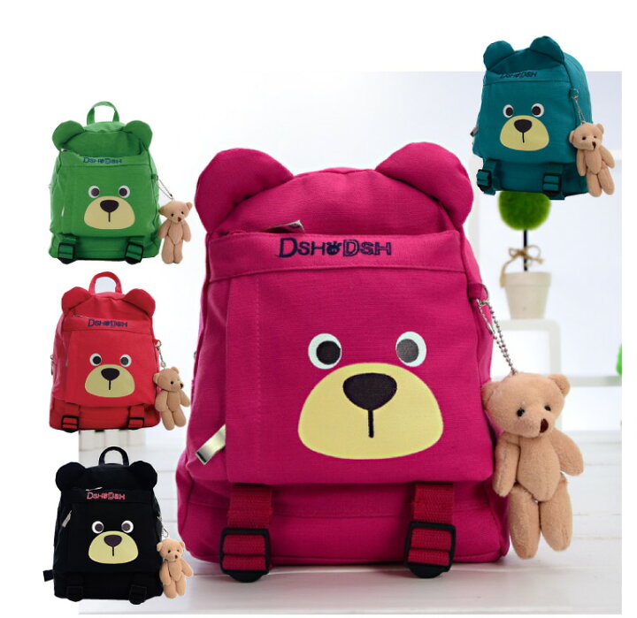 楽天市場 おしゃれ くまリュック リュックサック リュック キッズ 子供用リュック 男女兼用 バックパック 遠足 防災 非常 海 リュック カジュアル バッグ 鞄 カバン アニマル デザイン 個性的 プレゼント くまのキーホルダー付き ブラック ピンク グリーン レッド