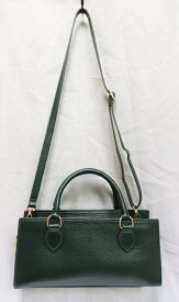 Scrap Book☆スクラップブック 横長ボストン バッグ 参考価格:19,800円 グリーン レザー 2WAY ハンドバッグ ショルダーバッグ 美品【中古】Y250905005