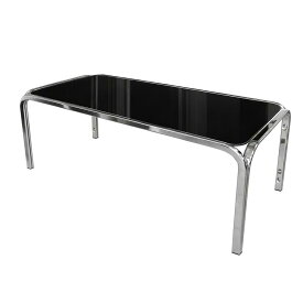 【中古良品】昭和レトロ センターテーブル ローテーブル ブラックガラス オフィス対応【送料無料】