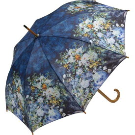 【送料無料】名画シリーズ　【ルノワール】名画木製ジャンプ傘【大きな花瓶】かさ・アンブレラ＜木製ジャンプ傘＞