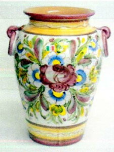 陶器傘立て トールペインティング 手描き柄 フラワー イタリア製 ピンク【イルポンテ】(IL PONTE製品)【送料無料】