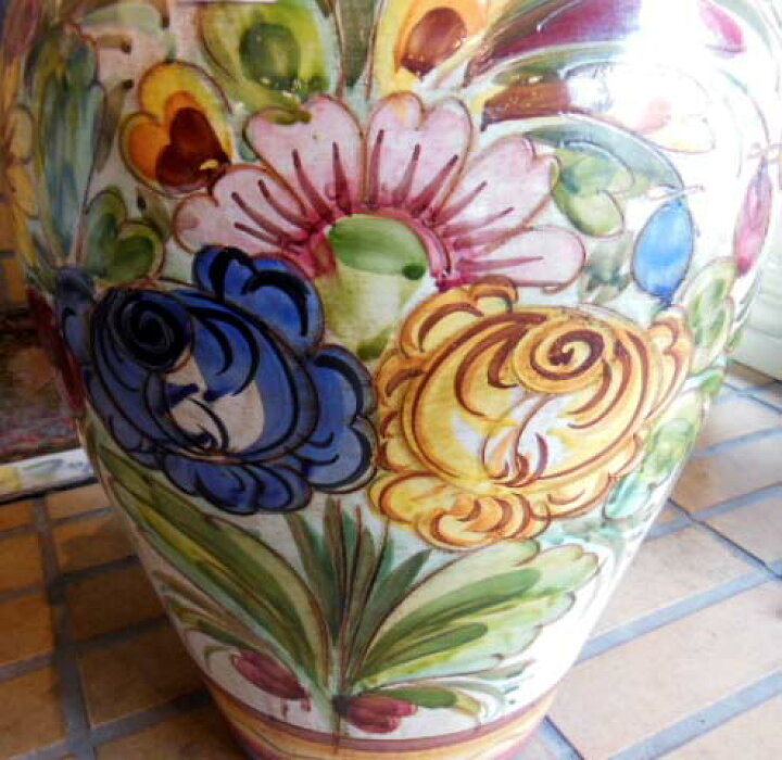楽天市場】陶器傘立て トールペインティング 手描き柄 フラワー 