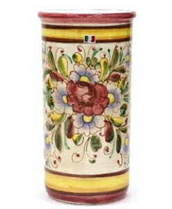 陶器傘立て トールペインティング 手描き柄 フラワー イタリア製 ピンク【イルポンテ】(IL PONTE製品)【送料無料】