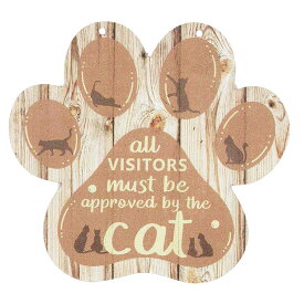 【メール便送料無料】猫 雑貨 足裏モチーフ approved by the Cat 木製プレート 木製ボード インテリア かわいい ポップ キュート 肉球デザイン ねこ ネコ グッズ アメリカ 雑貨 アメリカン雑貨