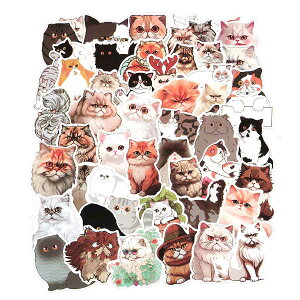 【メール便送料無料】ペルシャ猫 雑貨 ステッカー52枚セット コート紙製 猫 ねこ ネコ ペット シール グッズ 1000円ぽっきり お得セット