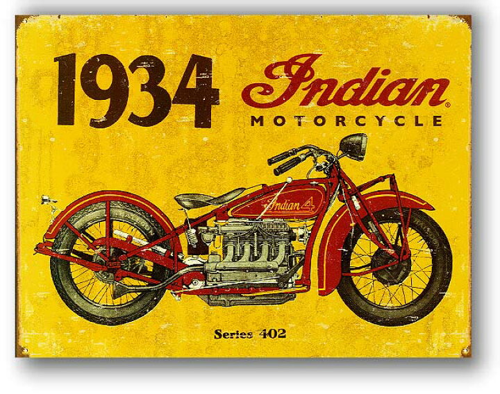 希少】Indian 買お Motorcycles 販促看板 ブリキ看板